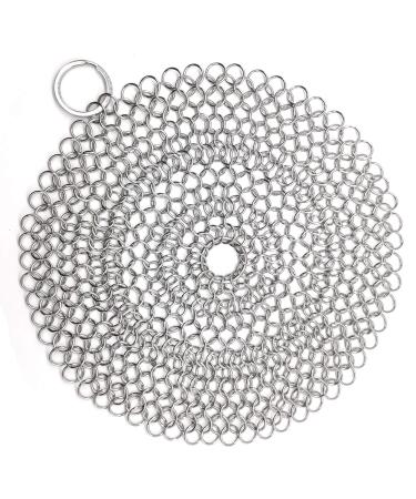 WFRX 7"x7" Cast Iron Scrubber, Premium 316L Stainless Steel Cast Iron Cleaner, Chainmail Scrubber for Cast Iron, Stainless Steel, Hard Anodized Cookware and Other Pots & Pans 7 Inch (Pack of 1)