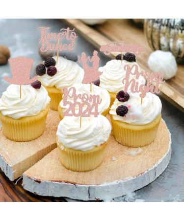 40Pcs Rose Gold Prom Cupcake Topper Prom Decorations for Party 2024 Prom Graduation Cupcake Topper 2024 Graduation Decorations Class of 2024 Prom Party Decorations 2024 - Buy Online on GoSupps.com