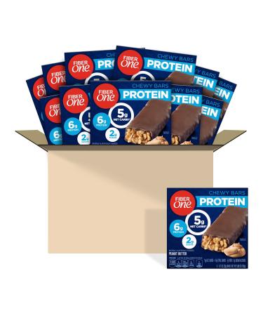 Fiber One Chewy Protein Bars, Peanut Butter, Protein Snacks, 5 ct (Pack of 12)
