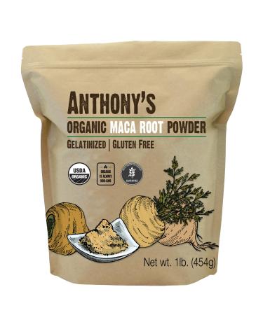Anthony's Organic Maca Root Powder 1 lb Gelatinized for Enhanced Bioavailability Gluten Free Non GMO Maca Root 16 Ounce (Pack of 1)