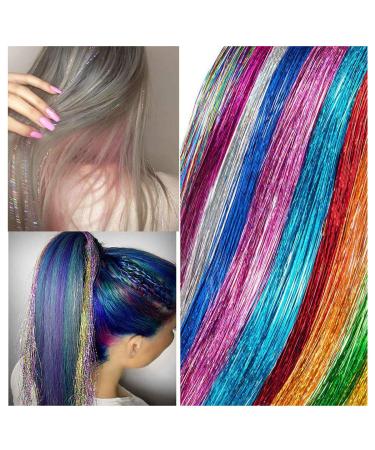 Shiny Hair Tinsel Kit - 12 Colors, 3000 Strands, Fairy Extensions for Party Highlights - Glitter Multi-Colors - 45 Inch (Pack of 12) - Buy Online on GoSupps.com