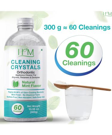 Happy Moms HM Cleaning Crystals for Aligners Retainers & Dentures Natural Mint Flavor | Eliminates Odor & Freshens | Sulfate-Free Non-Abrasive Daily Appliance Cleaner 60 Cleanings (300g) - Buy Online on GoSupps.com