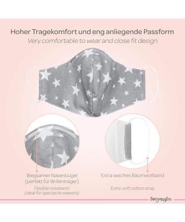 Dance Pattern Washable Cotton Masks for Kids & Adults - 2-Layer Nose Bracket & Filter Bag - Oeko-Tex Standard 100 - Gray/White - (1 Pack) - Buy Online on GoSupps.com