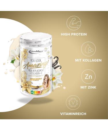 Ironmaxx Meal Replacement + Collagen X - Vanilla Ice Cream | High Protein Gluten-Free | 550g | Collaborated with Mariia Arsentyeva | Boost Your Nutrition - Buy Online on GoSupps.com