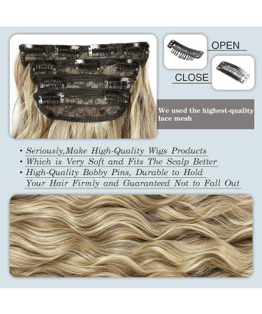 20 Inch Soft Mixed Blonde Clip in Hair Extensions - 4Pcs Thick Double Weft for Women - Synthetic Hairpieces for Everyday Wear - Buy Online on GoSupps.com