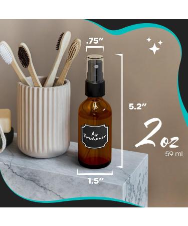 Nevlers 48 Pack Amber 2 Oz Spray Glass Bottles | Misting Bottles with Sprayers Funnel Brush & Bonus Labels for Easy Identification - Ideal for Essential Oils DIY Projects and Home Use - Buy Online on GoSupps.com