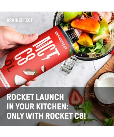 Braineffect MCT Oil C8 - 300% More Ketones 100% C8 Coconut Extract - Ideal for Keto Diet & Bulletproof Coffee - 4x1000ml - Buy Online on GoSupps.com