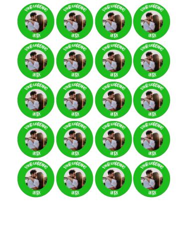 edible 20 x 5cm YOUR PHOTO Personalised GREEN cupcake toppers uncut HEN/BIRTHDAY/RETIREMENT (icing paper)