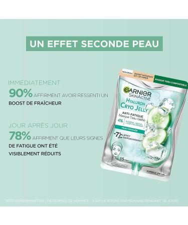 GARNIER Skin Active - Hyaluron Cryo Jelly Gel Face Mask - Anti-Fatigue & Refreshing Effect - Glycerin Menthol & Hyaluronic Acid - Vegan & Cruelty Free - Tired Skin - x1 - Buy Online on GoSupps.com