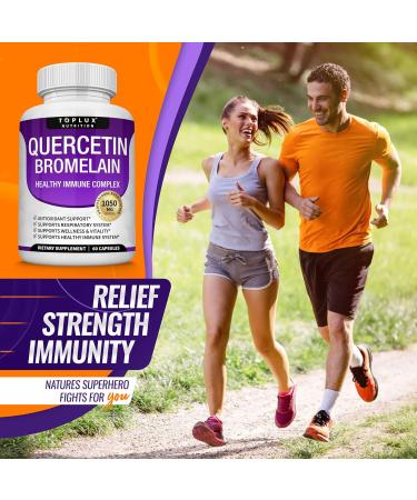 Toplux Quercetin with Bromelain and Zinc 1050mg - Advanced Immune Support Supplement Supports Antioxidant Immune System for Men Women 60 Capsules V1 - Buy Online on GoSupps.com