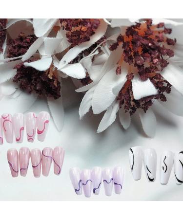 French Wave Nail Stickers - 12 Sheets 3D Self-Adhesive Decals for Colorful Swirl Line Print Nail Art - Manicure Slider for Woman & Girls - Buy Online on GoSupps.com