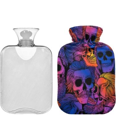 Hot Water Bottles with Bearded Skulls Cover | 2L Pain Relief for Neck & Shoulder | Warm Water Bed Warmer - Buy Online on GoSupps.com