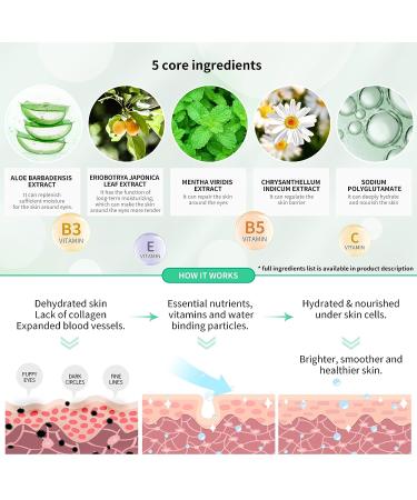 BREYLEE Aloe Vera Eye Mask 60 Pcs - Reduce Puffy Eyes & Dark Circles, Anti-Aging Treatment for Wrinkles, Fine Lines, Firm Under Eye Skin - Natural Extracts | Green - Buy Online on GoSupps.com