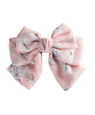 AWAYTR Chiffon Bow Barrettes Hair Clips - 2 Pack Flower Elastic Hair Bows for Wedding Party - White and Pink - Buy Online on GoSupps.com