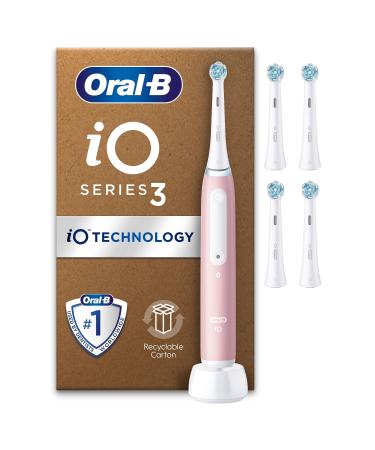 Oral-B iO3 Electric Toothbrushes Adults Christmas Gifts For Women / Him 4 Toothbrush Heads 3 Modes With Teeth Whitening 2 Pin UK Plug Pink Pink + Refills