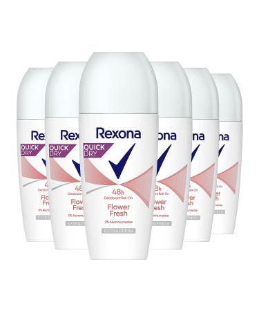 Rexona Rexona Flower Fresh roll-on deodorant provides a fresh lightly floral and discreet fragrance 6 x 50 ml