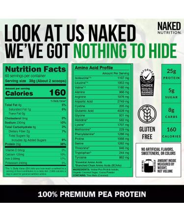 NAKED Chocolate Pea Protein Isolate 5LB Bulk Pure Micronized Creatine Monohydrate 500g (100 Servings) Plant-Based Vegan Non-GMO Gluten Free Soy Free Lactose Free - Buy Online on GoSupps.com