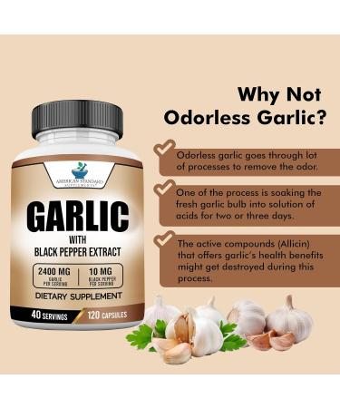 Garlic Capsules Organic 2400mg & Organic Black Pepper Extract  Garlic Supplements  Garlic Pills  Garlic Capsules  Garlic Extract Alternative to Garlic Oil  Garlic Softgels  Garlic Tablet  120 Veg Cap - Buy Online on GoSupps.com