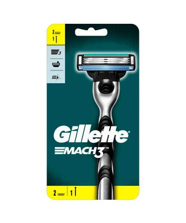 Gillette Mach3 Razor Men with Improved Moisture Strips Razor + 2 Razor Blades