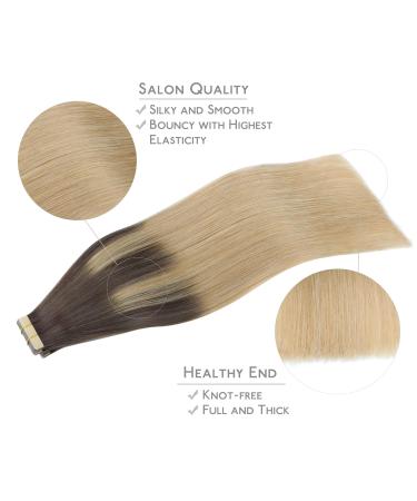 20 Pcs Balayage Chocolate Brown to Dirty Blonde Tape-In Hair Extensions - 50cm Remy Invisible Skin Weft | Alife Extensions - Buy Online on GoSupps.com