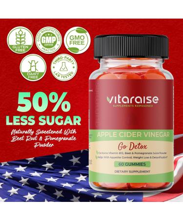 Apple Cider Vinegar Gummies - ACV with Mother Gummies for Weight Loss - Detox & Digestion Support - 1000mg - Keto ACV Gummies B9 & B12 - Metabolism Booster - Vegan, Non-GMO, Gluten-Free - 60 Chews - Buy Online on GoSupps.com
