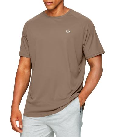 Men's Dry Fit Short Sleeve T-Shirt Crewneck Lightweight Tee Shirts for Men Workout Athletic Casual 1 Pack: Brown 3X-Large