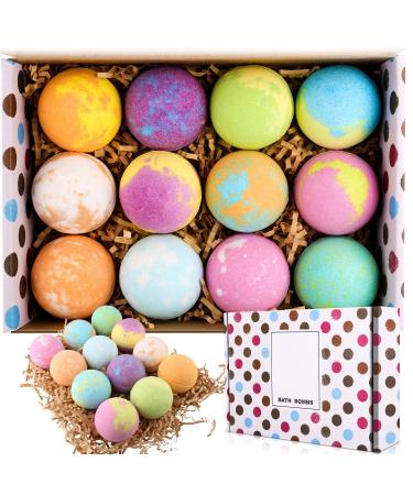 Swcandy Bath Bomb Gift Set  12 Organic Bath Bombs  Wonderful Bath Gift for Valentine s Day  Christmas for Women who Have Everything Lavender