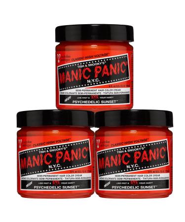 Manic Panic Psychedelic Sunset Classic Creme Vegan Cruethy Free Orange Semi Permanent Hair Dye 3 x 118ml Psychedelic Sunset 118 ml (3 Series Pack) - Buy Online on GoSupps.com