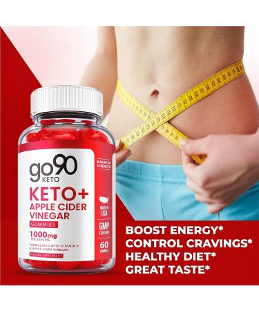 Go90 Keto Gummies - Vegan Formula with ACV, Vitamin B12 & Pomegranate Juice - 60 Gummies for Weight Loss - Shark Tank Approved - Buy Online on GoSupps.com