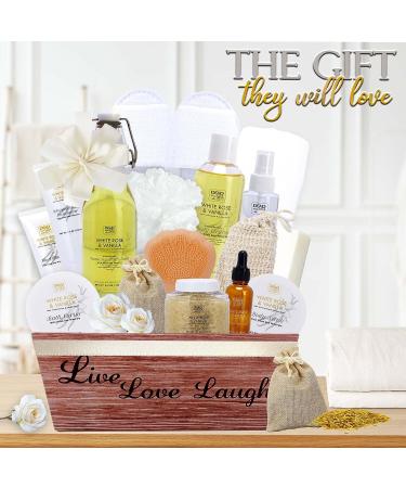 Dead Sea Mineral Vanilla & White Rose Spa Gift Basket - Natural Organic Pampering Relaxation Set for Her and Him - Holiday Lotion Gift - Buy Online on GoSupps.com