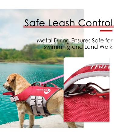 ThinkPet Adjustable Dog Life Jacket - Reflective Lifesaver with Buoyancy | Red L - International Shipping Available - Buy Online on GoSupps.com