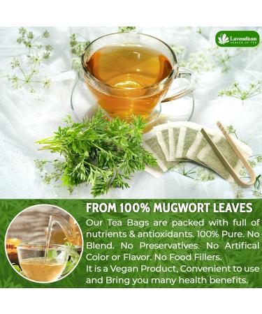 Lavendium Premium 75 Mugwort Leaf Tea Bags 100% Natural and Pure Mugwort Leaves. Loose Leaf Mugwort Herbal Tea. No Sugar No Caffeine No Gluten Vegan. - Buy Online on GoSupps.com