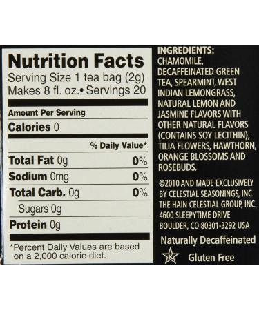 Celestial Seasonings Sleepytime Green Lemon Jasmine Decaf Tea - 20 Bags (1.1 oz) | Soothing Herbal Blend - Buy Online on GoSupps.com