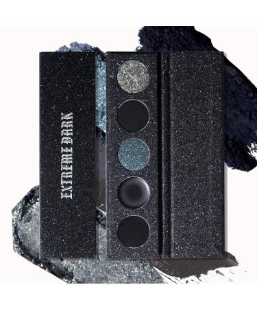 5 Colors Smoky Black Eyeshadow Palette, Professional Highly Pigmented Multidimensional Eyeshadow Palette, Blendable, Flawless & Natural, Long Lasting, Holographic, Multichrome Glitter,