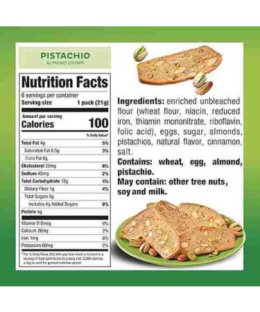 Nonni's THINaddictives Almond & Pistachio Biscotti Italian Cookies - 4.4 oz 3 Pack - Buy Online on GoSupps.com