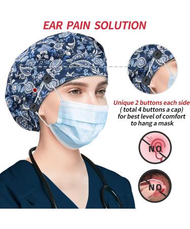 ABAMERICA Navy Feather Bouffant Cap with Button and Sweatband - Adjustable Working Hat | Unisex One Size | Single Layer - Buy Online on GoSupps.com