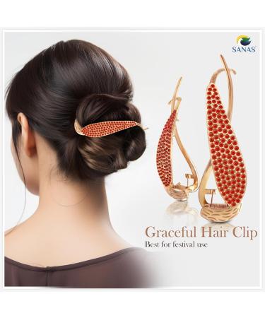 Sanas Banana Clip Metal Hair Clips Rhinestone French Barrette Korean Hair Accessories for Women 1 Pc (Diamond - Red) - Buy Online on GoSupps.com