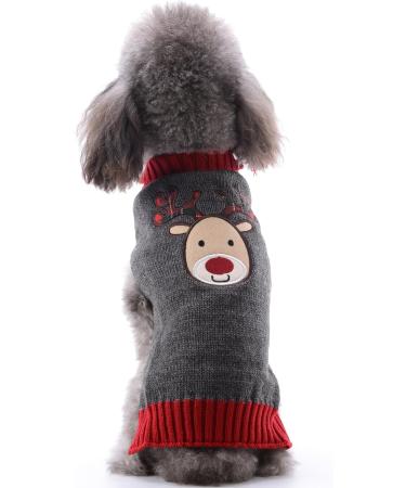 Hrttsy Christmas Dog Sweater - Warm Winter Coat for Small to X-Large Dogs - Grey Elk Puppy Pullover & Cat Clothing - Buy Online on GoSupps.com