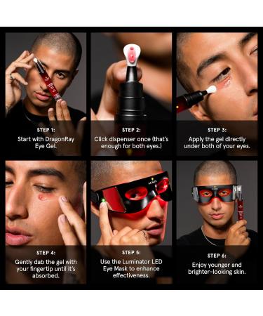 Lumin DragonRay Eye Gel Under Eye Serum for Red Light Therapy Peptides Hyaluronic Acid & Caffeine Cream Reduces Dark Circles & Puffiness Compatible w Luminator Eye Mask Vegan 0.51oz (15ml) - Buy Online on GoSupps.com