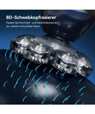 Bald Men's 8D Electric Head Shaver with Nose Hair Trimmer - Waterproof Rotary Shaver Grooming Kit & LED Display - Buy Online on GoSupps.com