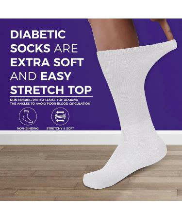 Diamond Star Diabetic Socks for Men & Women - Non-Binding Doctor Approved Crew Socks - White, 12 Pairs (Size 9-11) - Buy Online on GoSupps.com