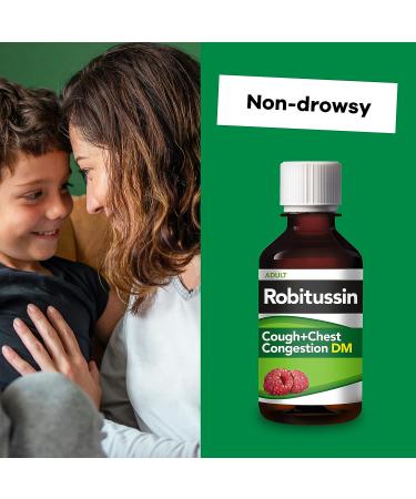 Robitussin Cough and Chest Congestion DM, Raspberry Flavor - 4 Fl Oz Bottle - Buy Online on GoSupps.com