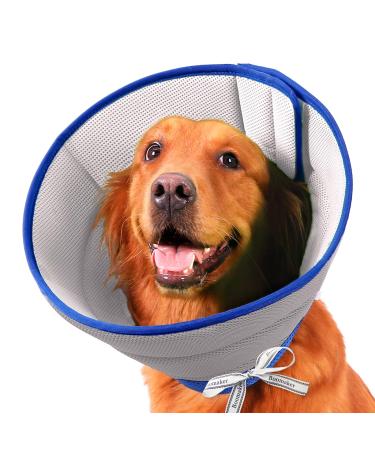 Boomaker Extra Soft Dog Cone Alternative After Surgery Breathable Dog Cones for Large Medium Small Dogs Lightweight Dog Recovery Collar for Pet Adjustable E-Collars for Dog Elizabethan Collar (XL) XL Grey
