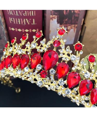 Milisente Bridal Crystal Crown & Tiara Set with Red Rhinestones - Bracelets and Earrings Included - Buy Online on GoSupps.com