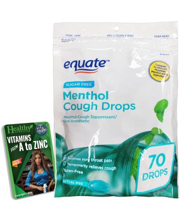 Healthy Surplus Equate Menthol Cough Drops - 70 Drops and Vital Volumes Tips Card Bundle