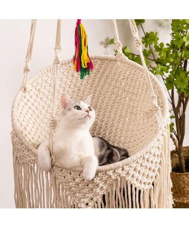 MewooFun Macrame Cat Hammock: Boho Hanging Bed for Indoor Cats - Sleeping, Playing, Climbing, Lounging - Buy Online on GoSupps.com