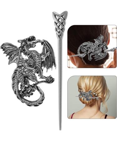 Baluue Vintage Silver Celtics Hair Slide Hairpin Dragon Knot Hair Stick Vintage Hair Chopstick Barrettes Antique Viking Bronze Hair Pin for Hair Accessory - Buy Online on GoSupps.com