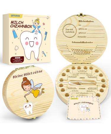 Qetlavee tooth box wood milk tooth jar tooth box wood milk teeth box with tweezers desired bottle storage box for children teeth souvenir boxes for babies (toothfee-2)
