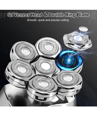 7d Coikes 6 in 1 Electric Head Shaver for Men | Waterproof Wet Dry Bald Shaver with LED Display | Mens Grooming Kit with Wireless Charging Base | Beard Clippers Nose Trimmer - Buy Online on GoSupps.com