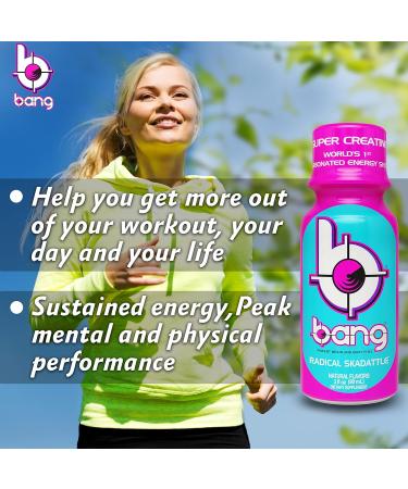 Bang Energy Shots Radical Skadattle Carbonated Energy Shot with Super Creatine 3 Fl Oz (12 Pack) - Buy Online on GoSupps.com
